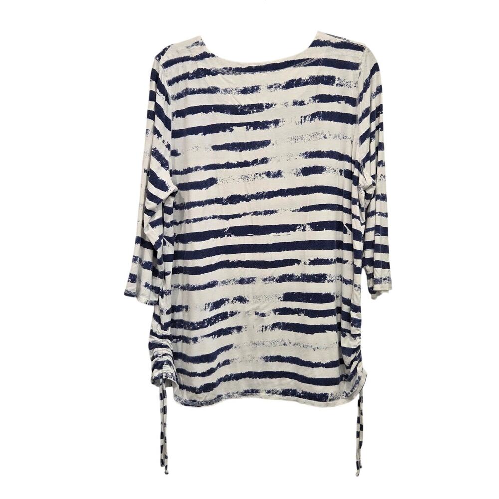 FDJ French Dressing Jeans Nautical Striped Knit Top White Blue Womens Size XL - Picture 2 of 12